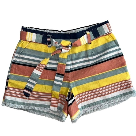 LOFT Outlet Linen Blend Striped Shorts, NWOT Size 4 - Picture 1 of 9
